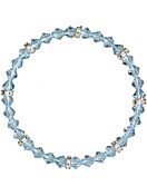 Sparkling Crystal Strass Bracelet Women, Diameter 5,5cm, Aquamarine White Bronze